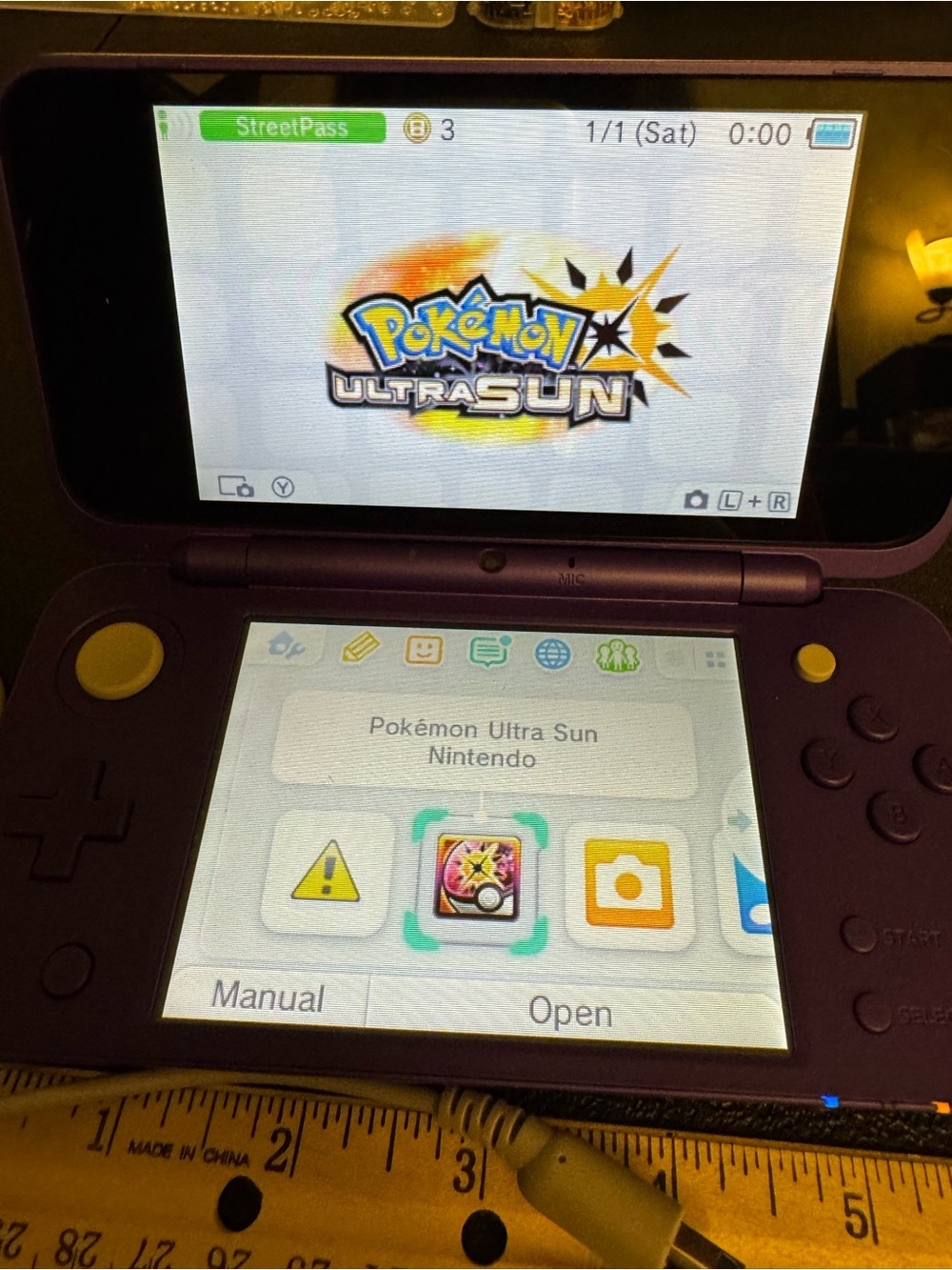Nintendo 2DS XL Purple Handheld Console with Charger Pokémon Game - Picture 3 of 8